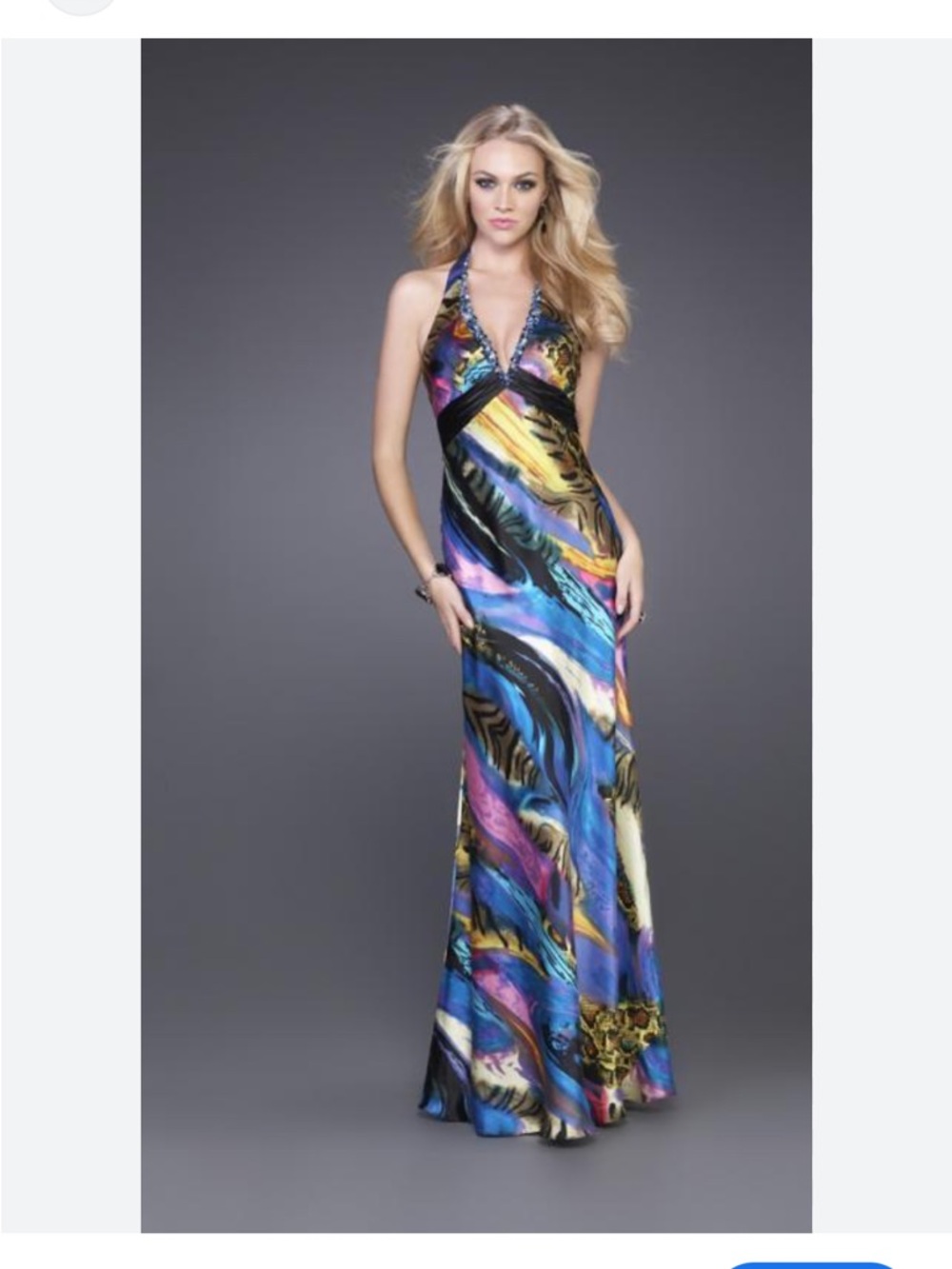 La Femme 12 bias cut Silk halter dress 15527